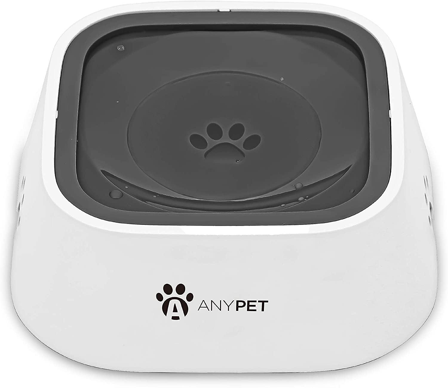 ANYPET No-Spill Dog Water Bowl, Anti-Splash Pet Slow Drinking Water Feeder, Spill Proof Travel Bowls for Large Medium Small Dogs and Cats, White