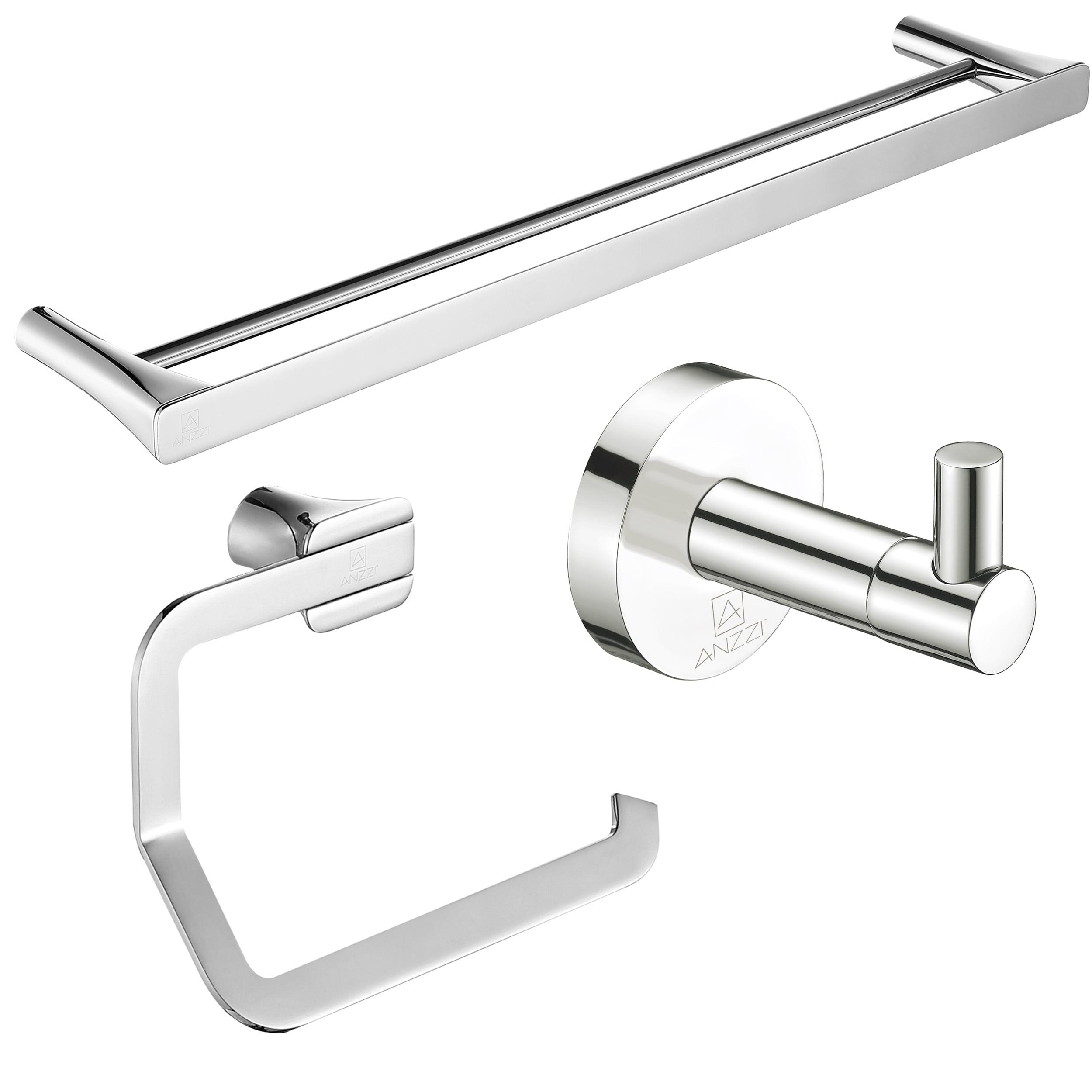 ANZZI AC-AZSET3-CH ANZZI 3-Piece Chrome Bathroom Accessories Set - Hand Towel Holder - Toilet Paper Holder - Towel Holder