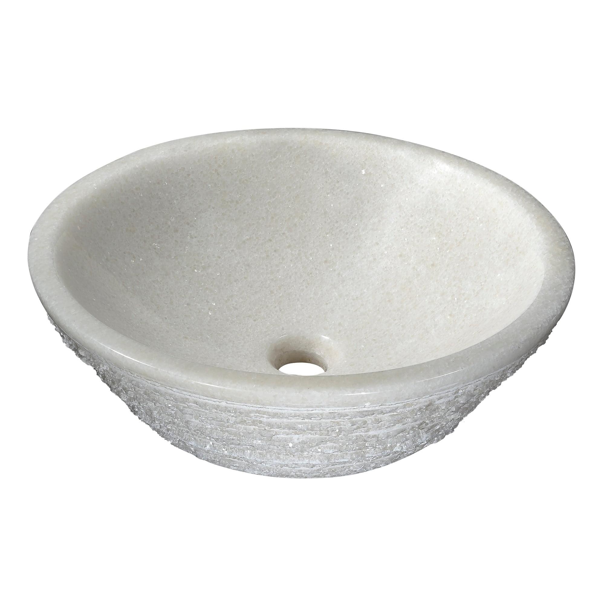 ANZZI Cliffs Of Dover 16.5'' White Marble Stone Circular Bathroom Sink