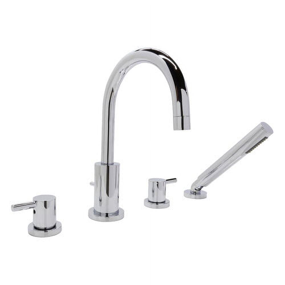 Polished Chrome 2-Handle Deck Mount Roman Tub Faucet with Handheld Sprayer