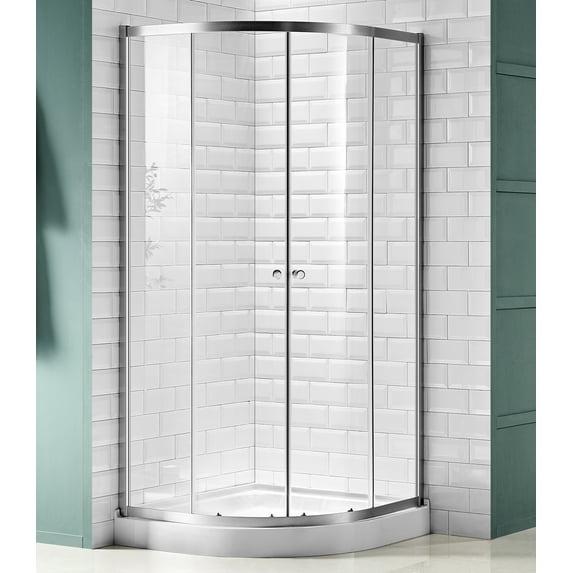 Mare Series 35.2'' W 76'' H Framed Round Reversible Shower Enclosure
