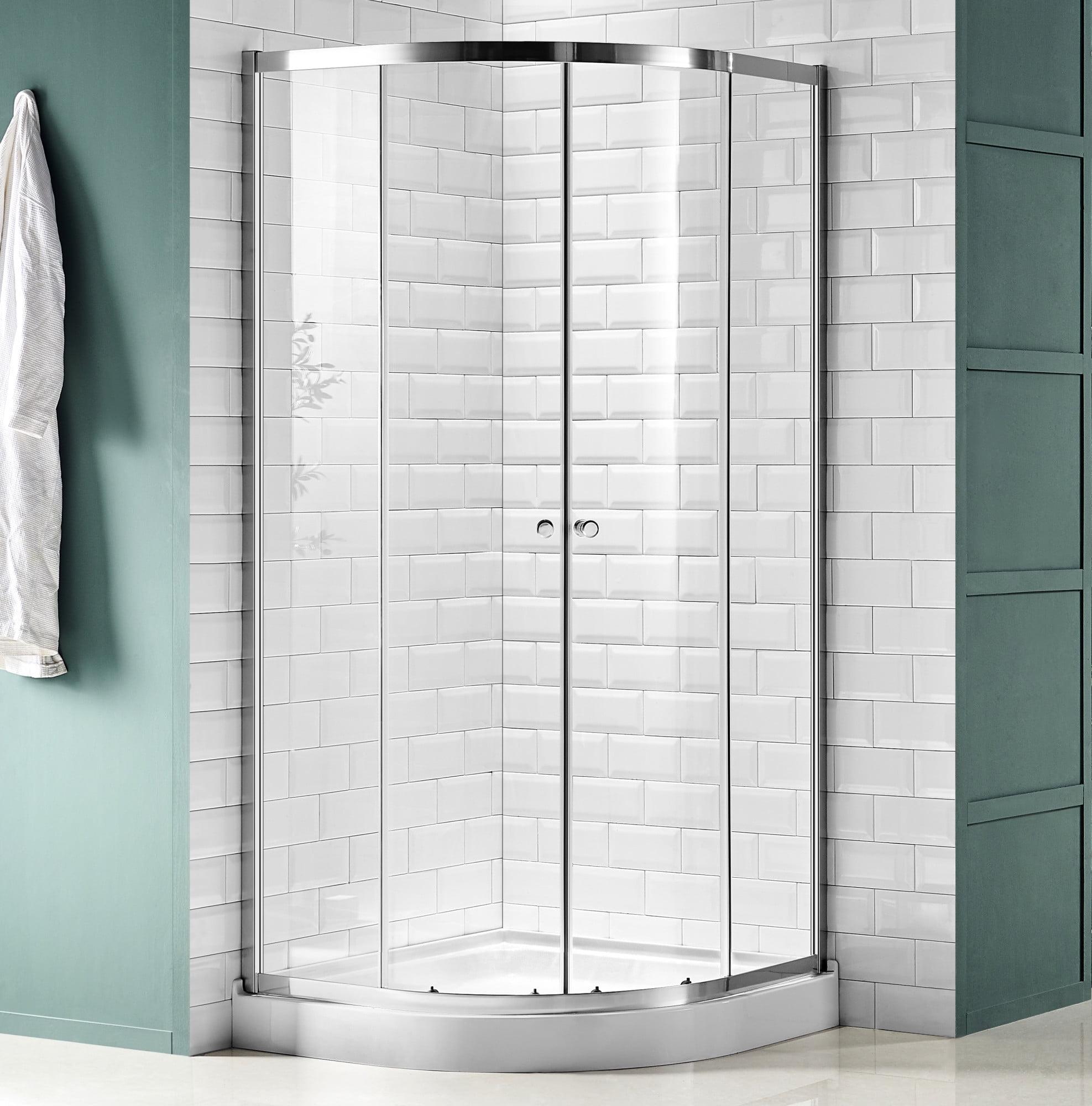 Mare Series 35.2'' W 76'' H Framed Round Reversible Shower Enclosure