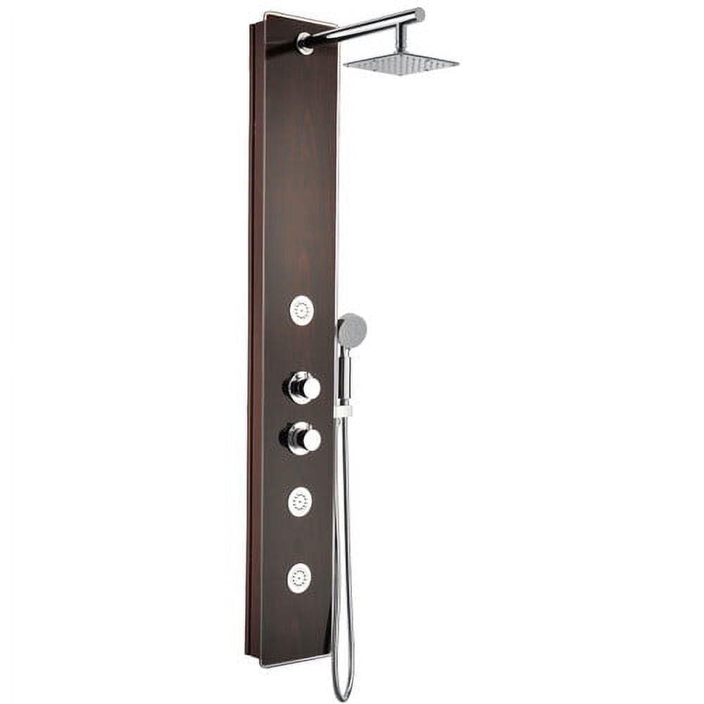 Mahogany and Chrome 59'' Shower Panel with Adjustable Head