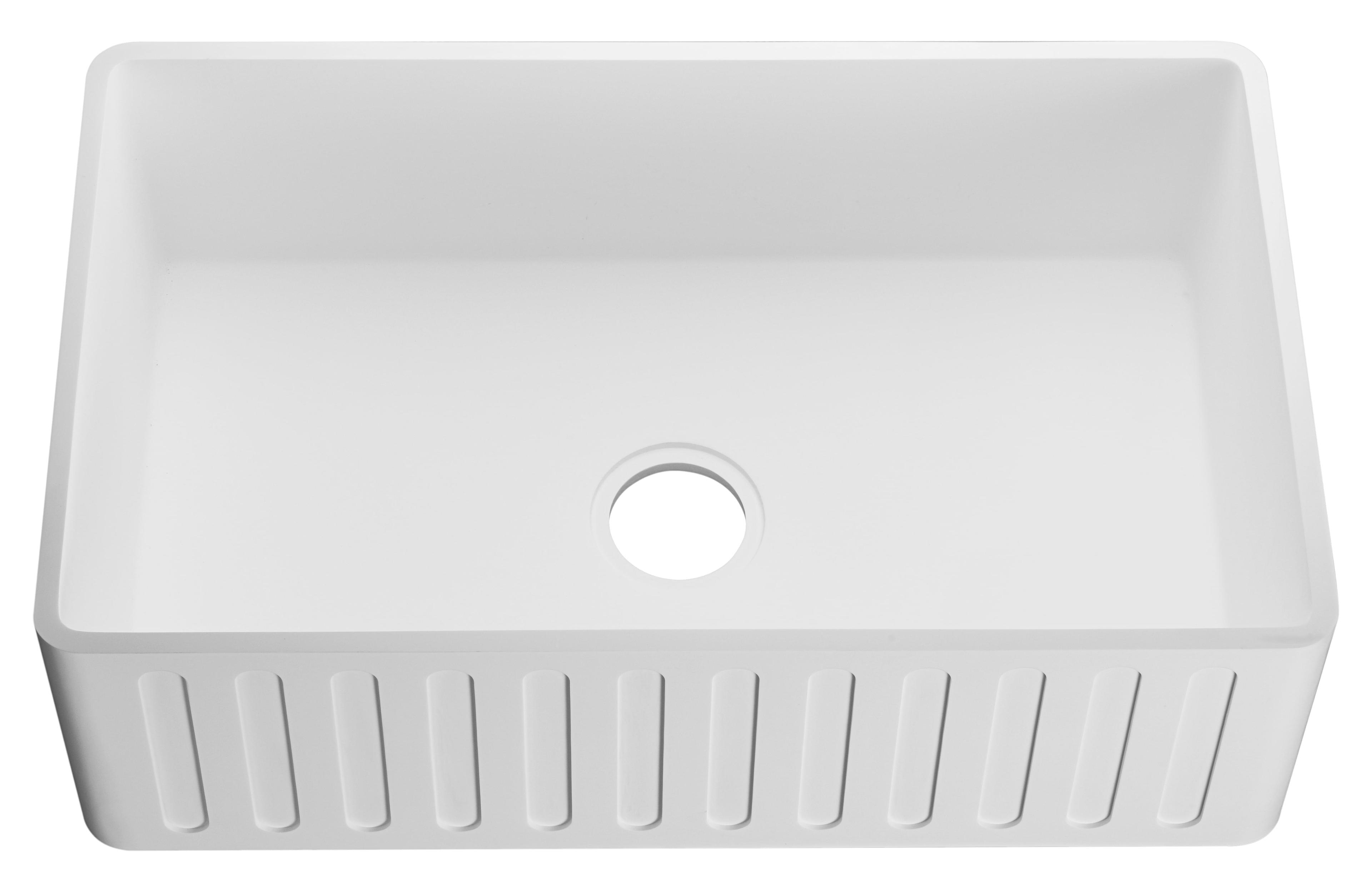 ANZZI Roine Series 30'' L Farmhouse / Apron Single Bowl Solid Surface Kitchen Sink K-AZ225-1A