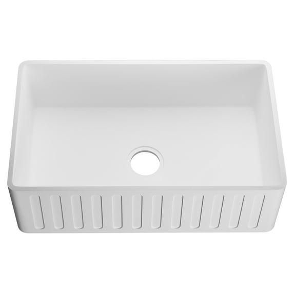 ANZZI Roine Series 30'' L Farmhouse / Apron Single Bowl Solid Surface Kitchen Sink K-AZ225-1A
