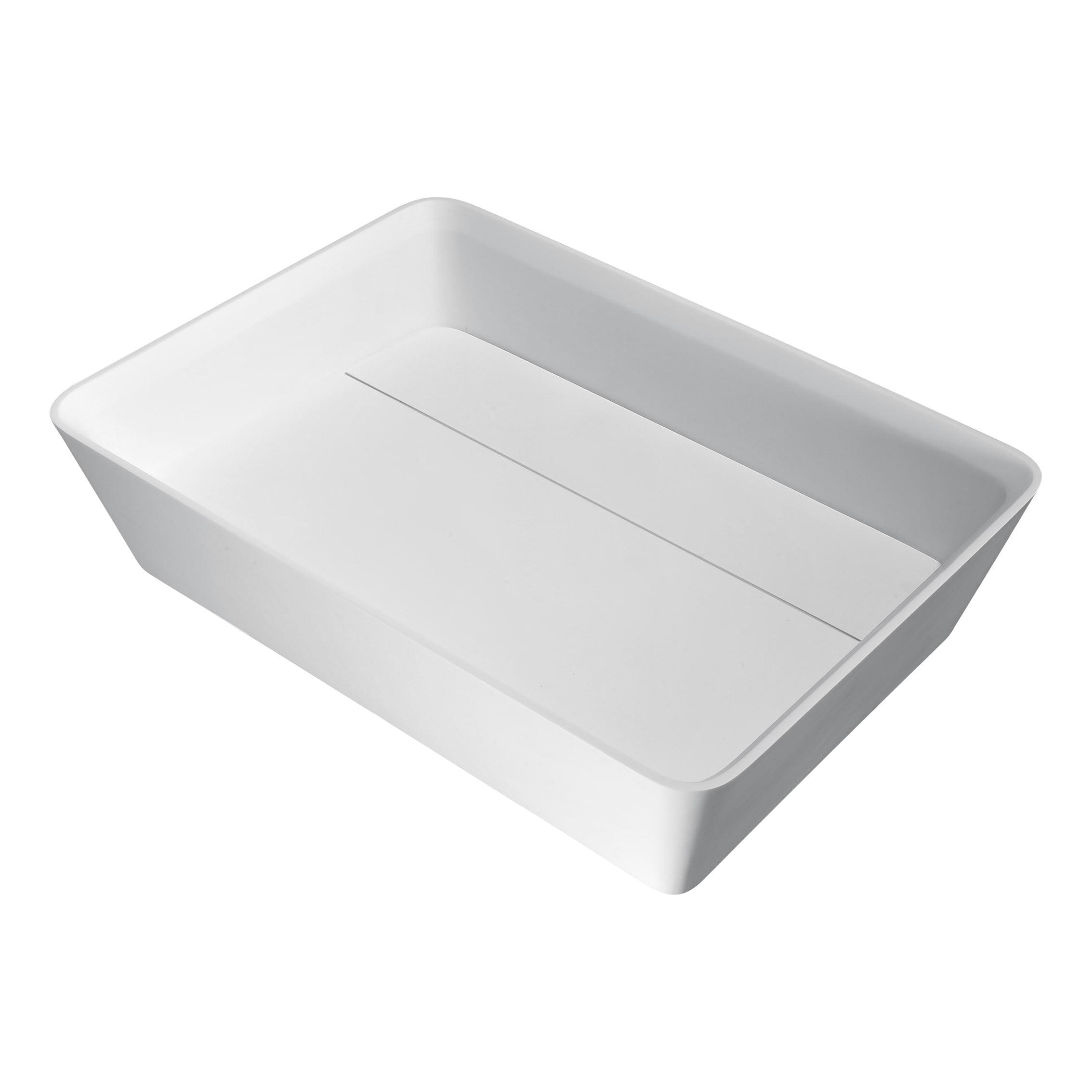 Matte White Rectangular Plastic Vessel Bathroom Sink