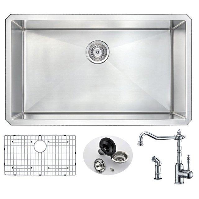 ANZZI Vanguard 32" Undermount Single Bowl Kitchen Sink and Locke Faucet