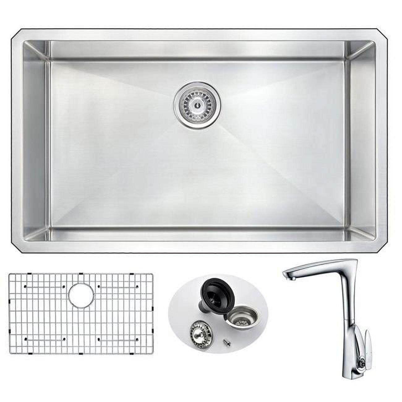 Vanguard 32'' Stainless Steel Undermount Kitchen Sink with Brushed Nickel Faucet