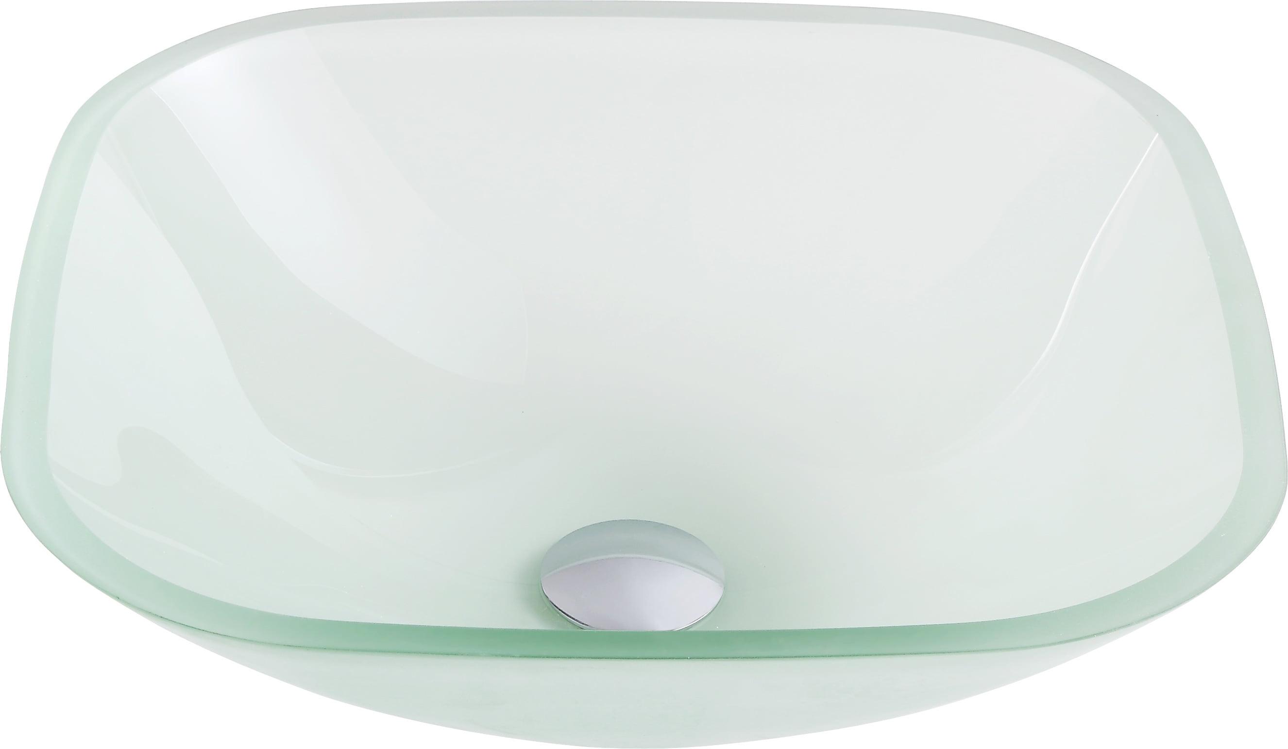 ANZZI LS-AZ8125 ANZZI Victor 16.5'' Matte Clear Tempered Glass Square Bathroom Sink