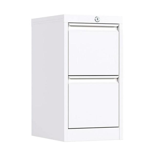 AOBABO 2 Drawer Vertical Steel File Organizer Filing Cabinet with Locking System and Adjustable Hanging Bars for Home and Office Organization, White