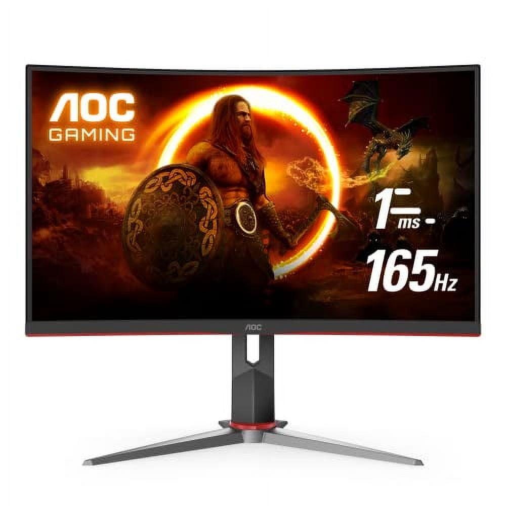 AOC C32G2 32" Curved Frameless Gaming Monitor FHD, 1500R Curved VA, 1ms, 165Hz, FreeSync, Height adjustable, 3-Year Zero Dead Pixel Policy, Black