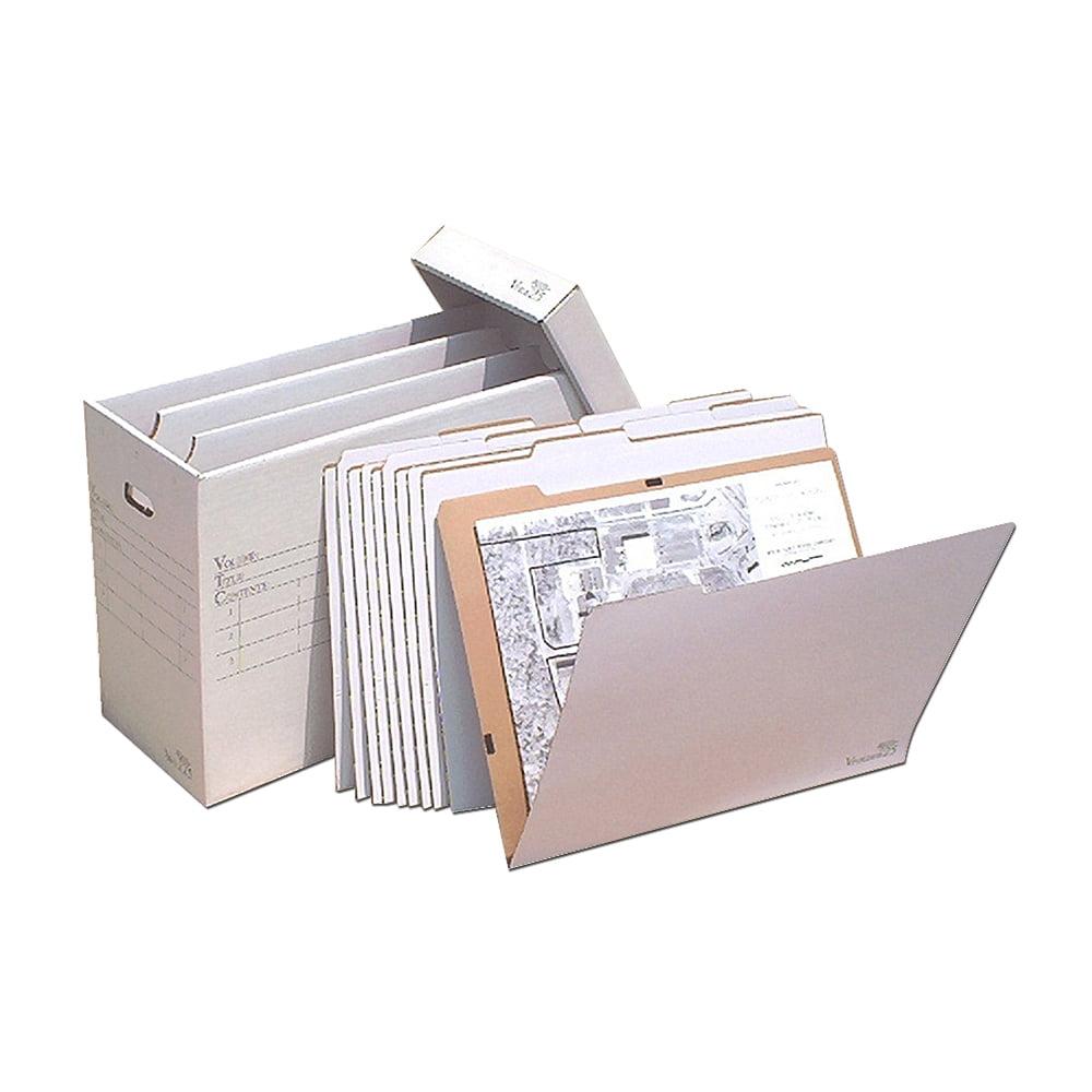 Gray Corrugated Cardboard Vertical Flat File Organizer with 10 Folders