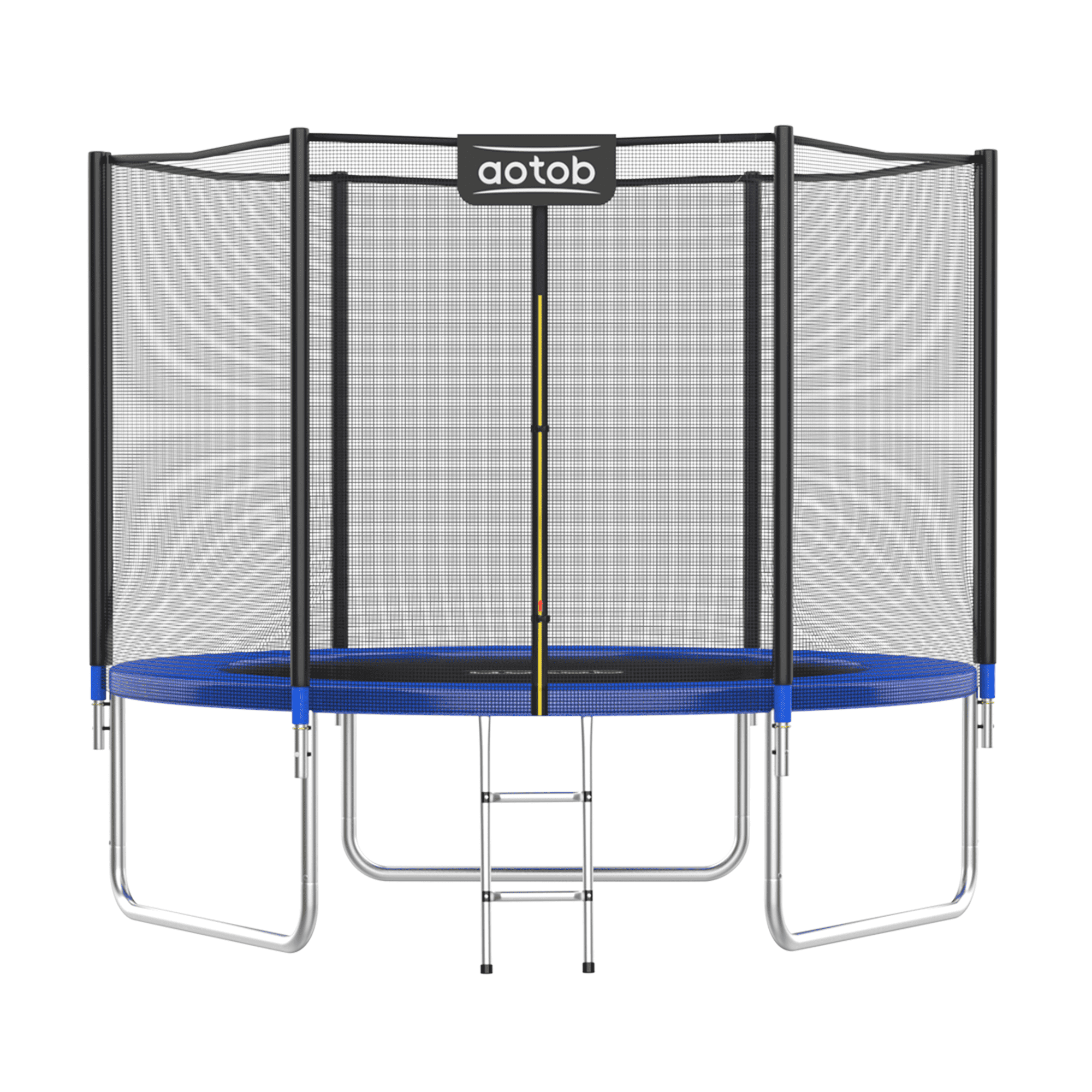 AOTOB 8FT Blue Round Trampoline with Safety Enclosure