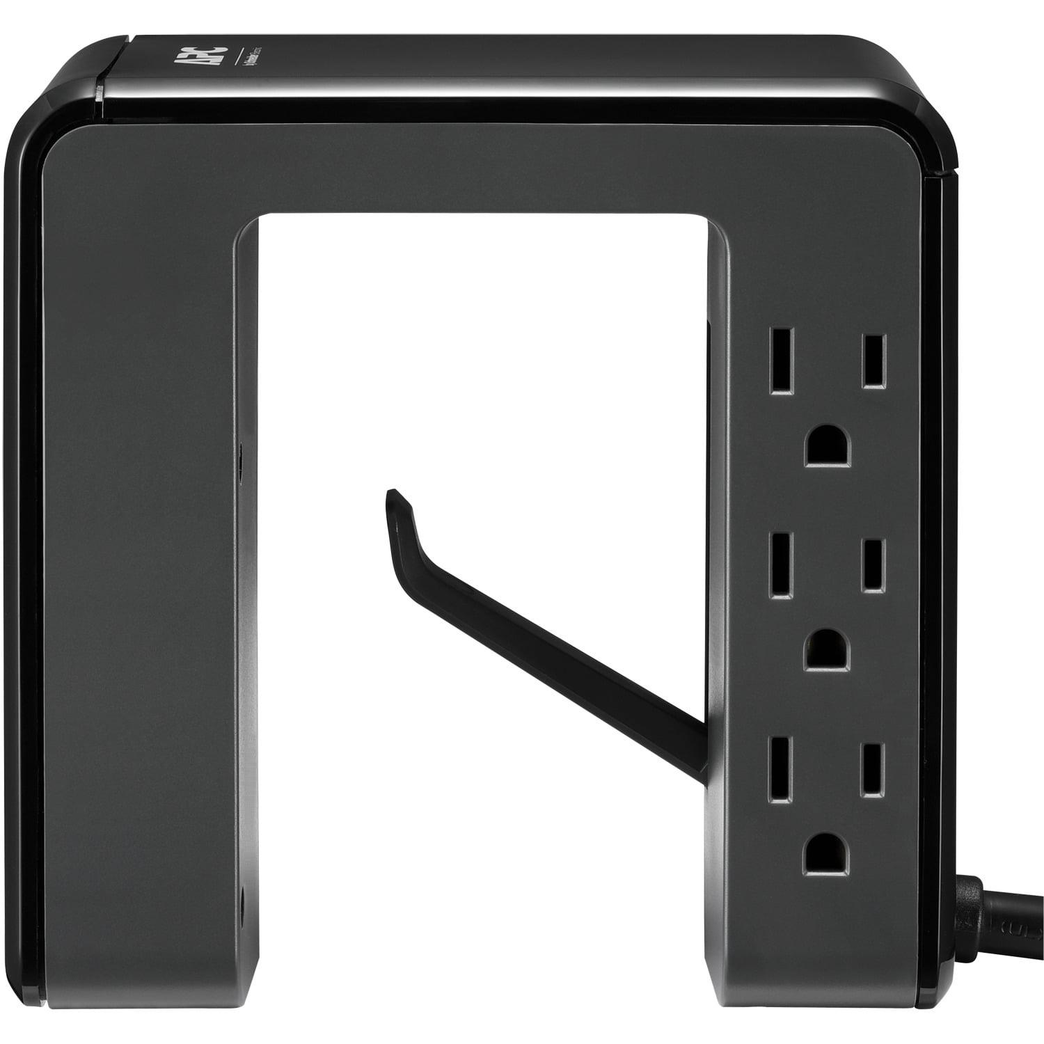 Black U-Shaped Desk-Mount Surge Protector with USB Ports