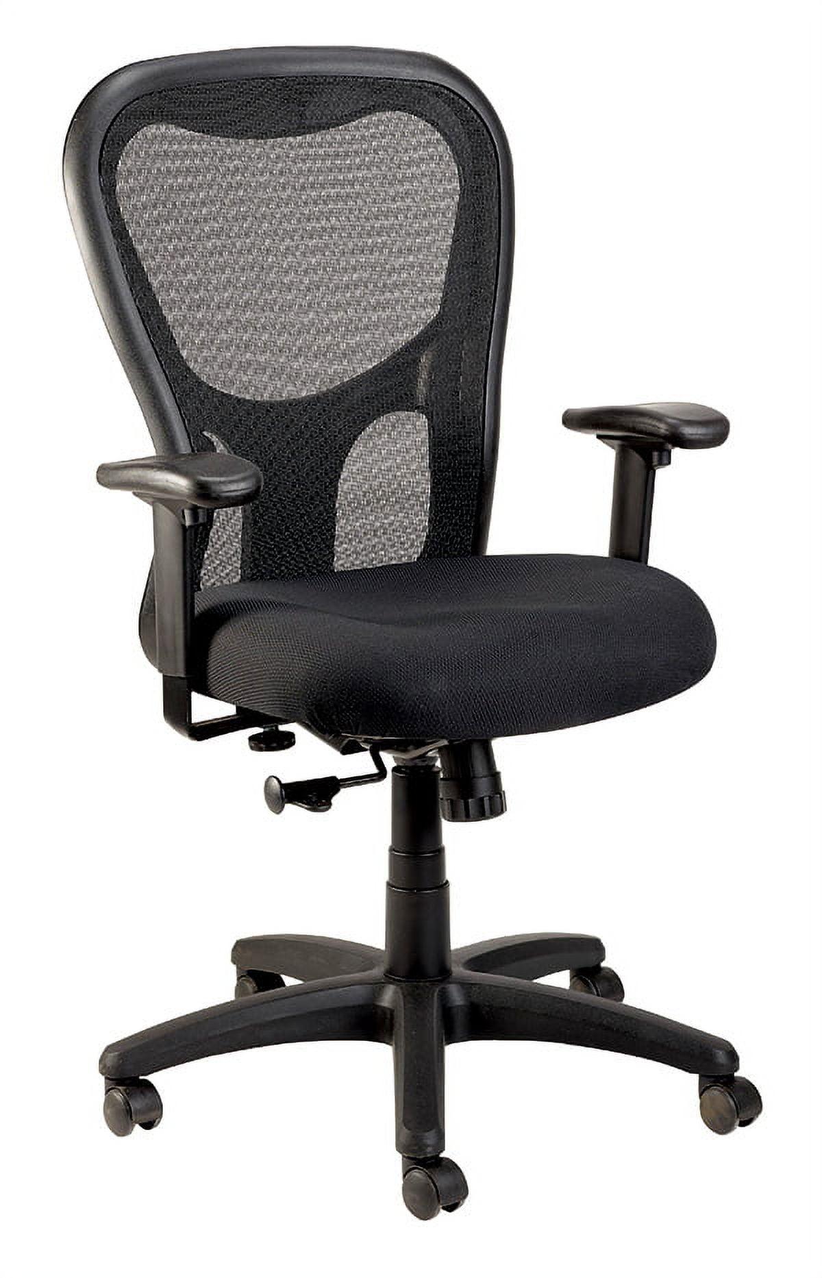 Apollo Synchro High-Back Adjustable Mesh and Leather Task Chair in Black