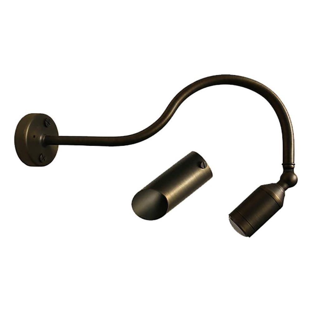 Bronze Brass Gooseneck Bullet Spotlight with Removable Shield