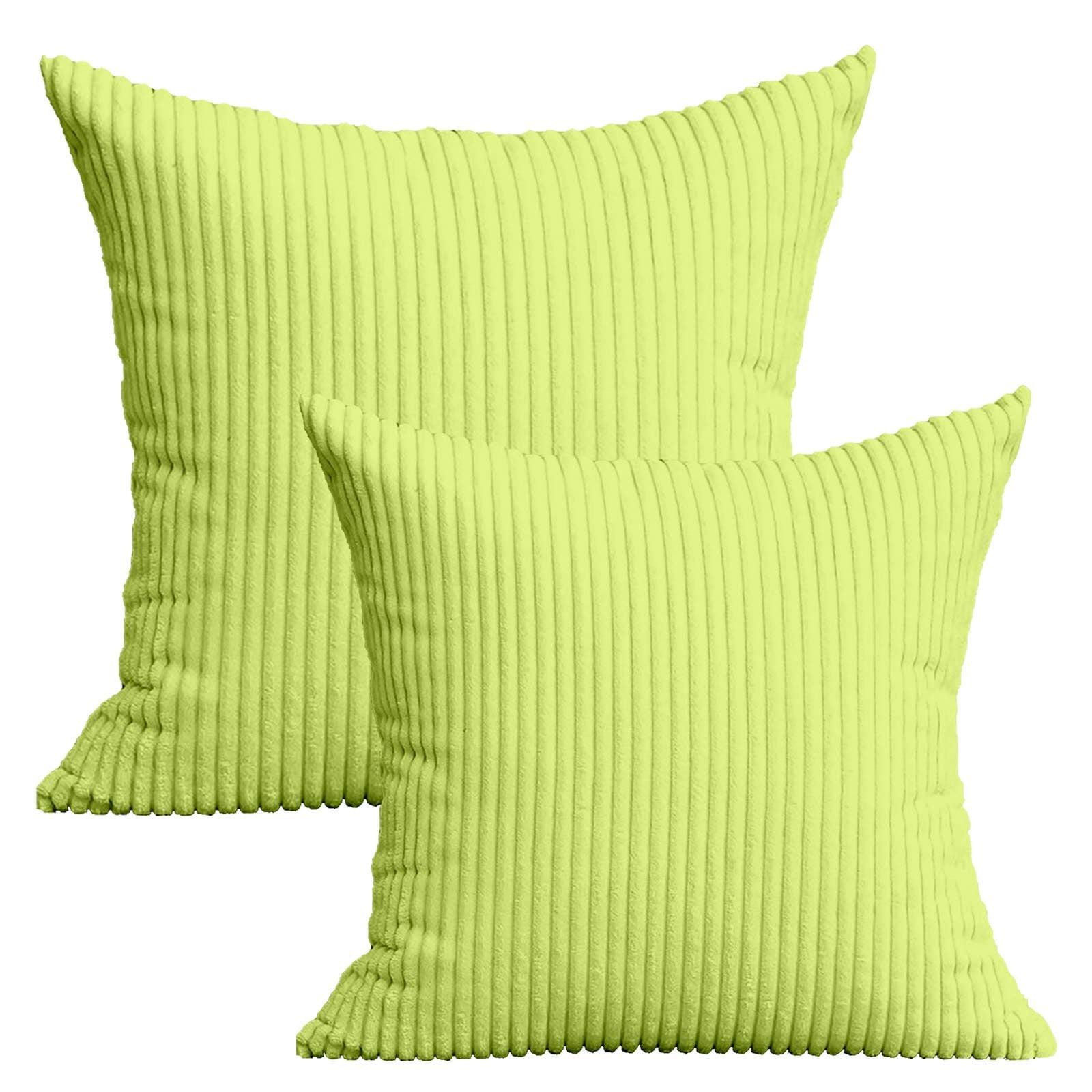 YUYNINP Set of 2 Farmhouse Throw Pillow Covers 20 x 20 Inch,Square Striped Decorative Pillow Cases for Couch Sofa Chair Bedroom Modern Decor (Green1)