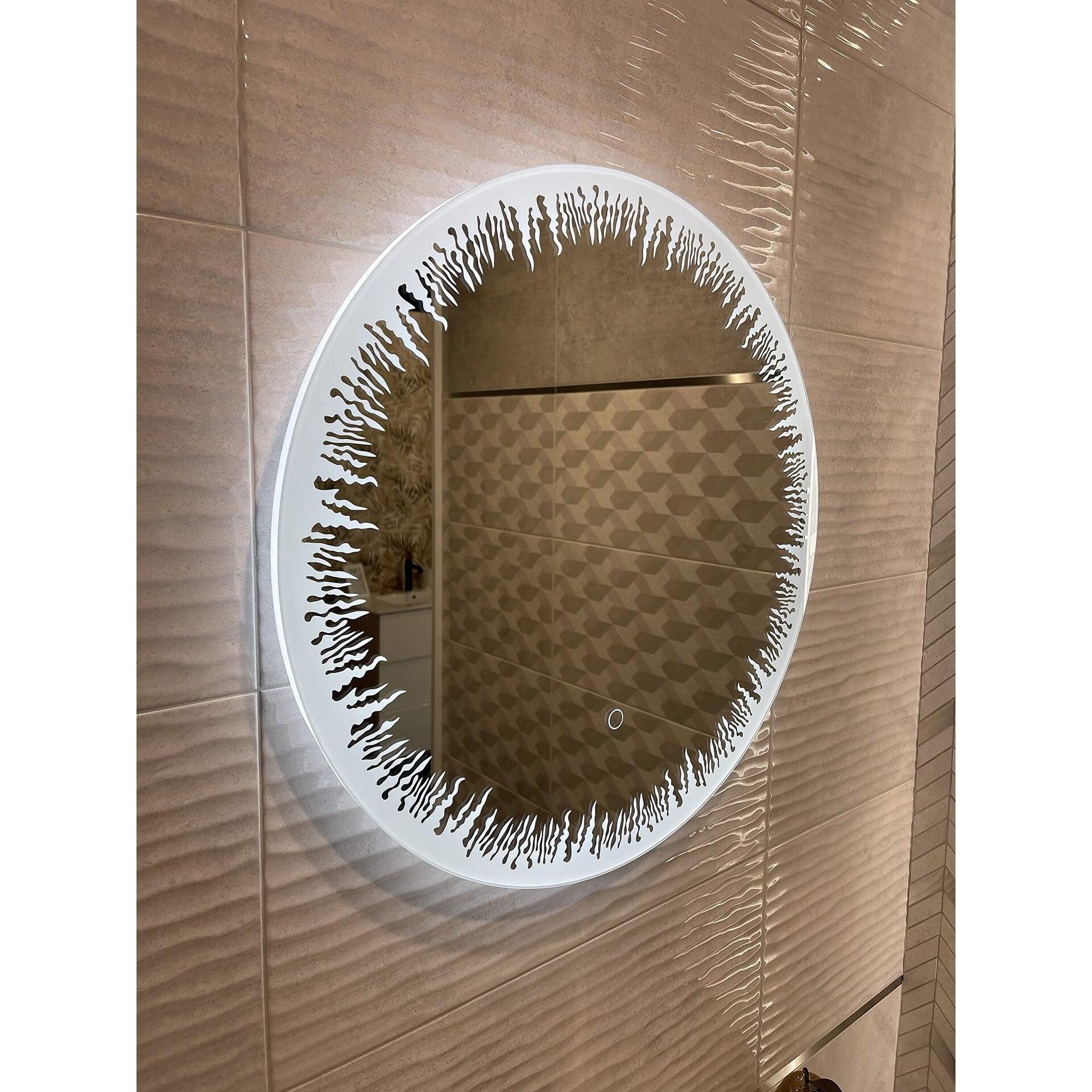 Aquadom Frost & Fire 30" Silver LED Round Wall Mirror