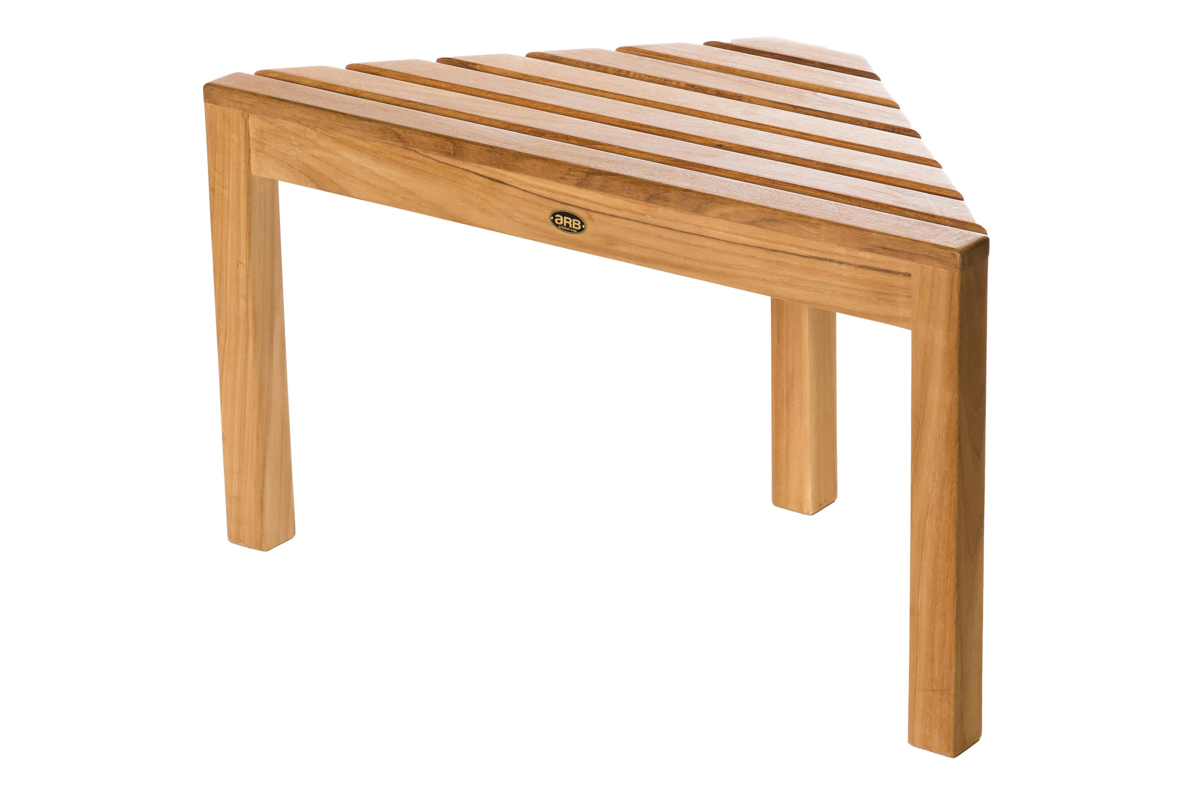 Eco-Friendly Teak Corner Shower Bench, 31.5'' with Rounded Edges