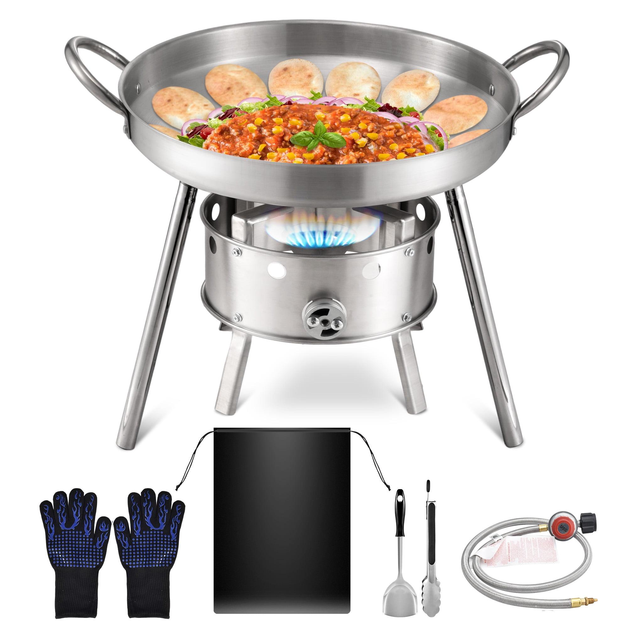 ARC 20" Mexican Tortilla Comal & 37,000 BTU Propane Burner Set, Stainless Steel Comal Cazo Griddle Fryer , Portable Outdoor Mexican Deep Frying Pan, Mexican Comal Cooking Set for Outdoor Cooking