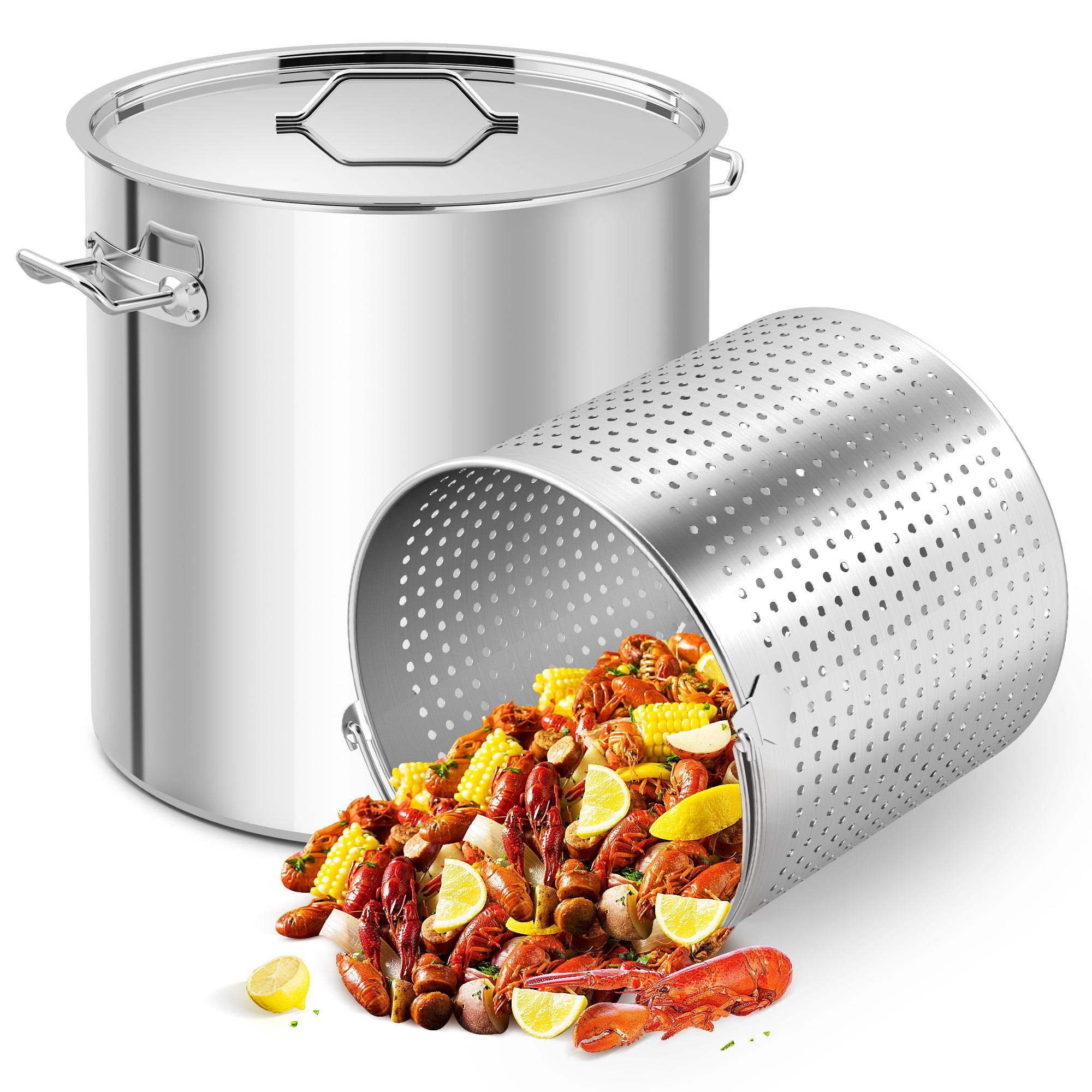 ARC USA S84B 84QT-21 Gallon Stainless Steel Stock Pot Turkey Fryer Pot Crawfish Pot with Basket Perfect For Holiday Parties.