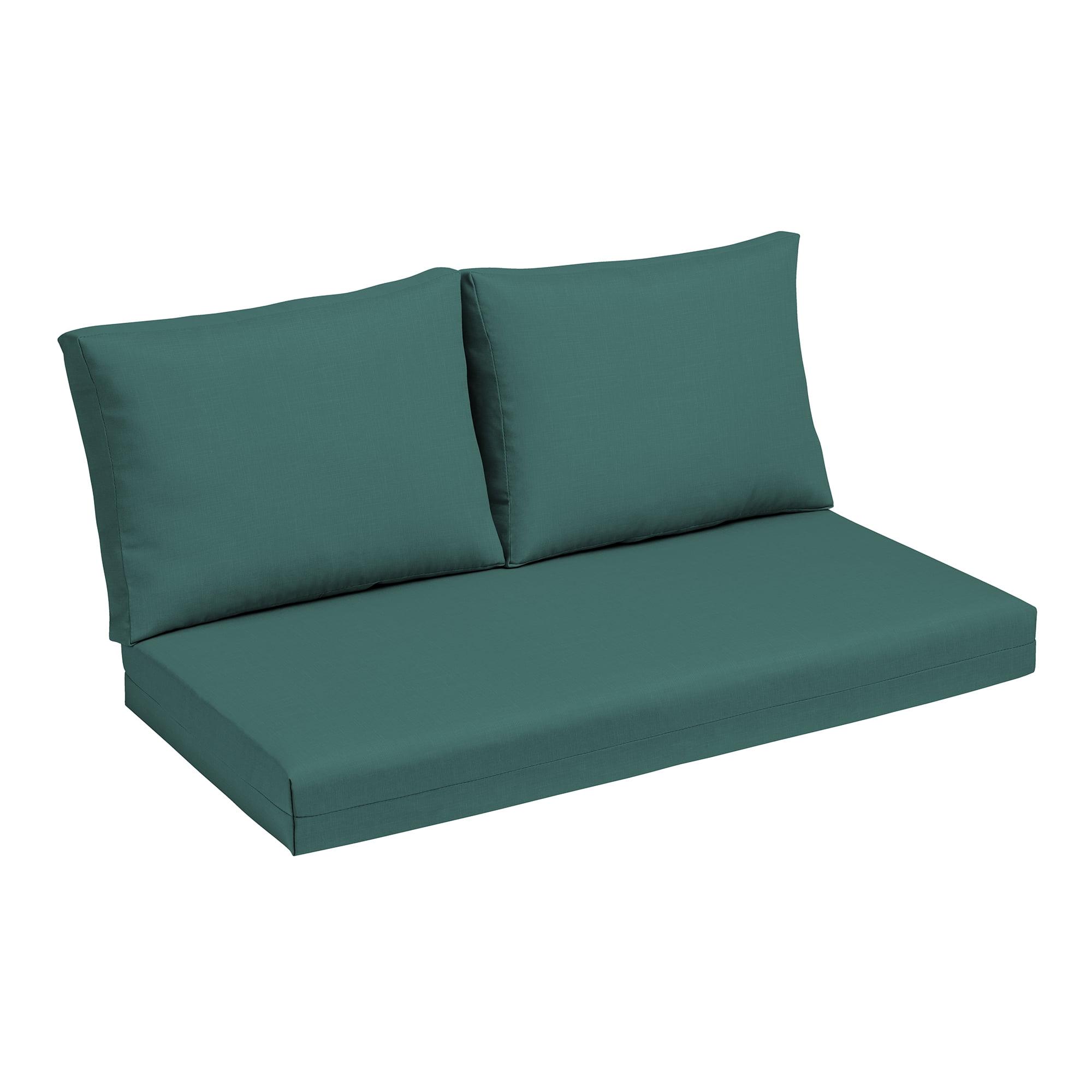 ARDEN Outdoor Loveseat Cushion Set, 48 x 24, Water repellent, Fade Resistant, Cushion Set for Couch, Bench, and Swing 48 x 24, Peacock Blue Green Texture