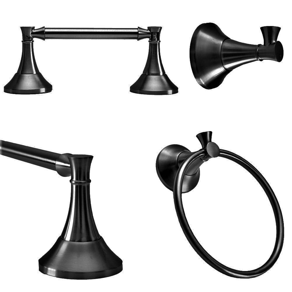 Arlington Matte Black 4-Piece Metal Bathroom Hardware Set