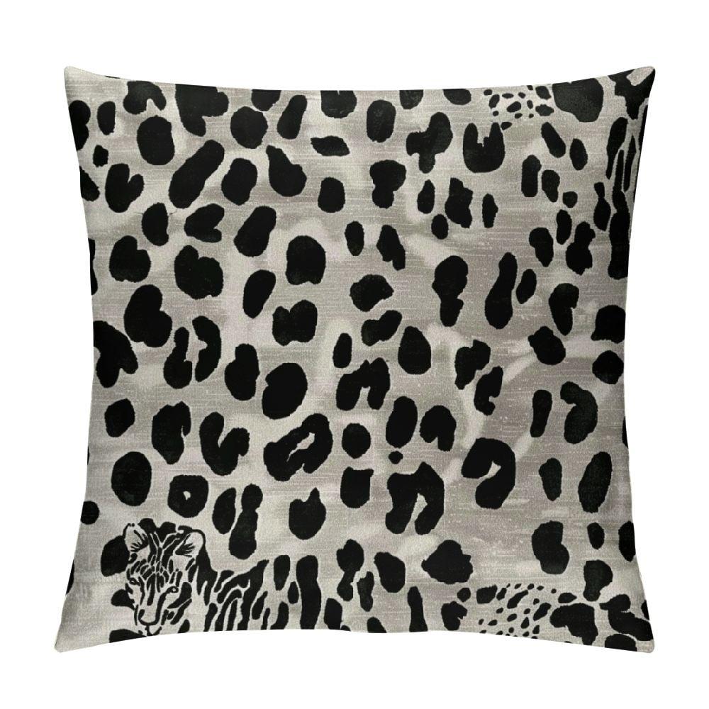 ARISTURING  Throw Pillow Case Black Cheetah Snow Leopard Jaguar White Black Spot Pillow Cushion Cover Square Pillowcase Decorative Pillow Cover Home Decor