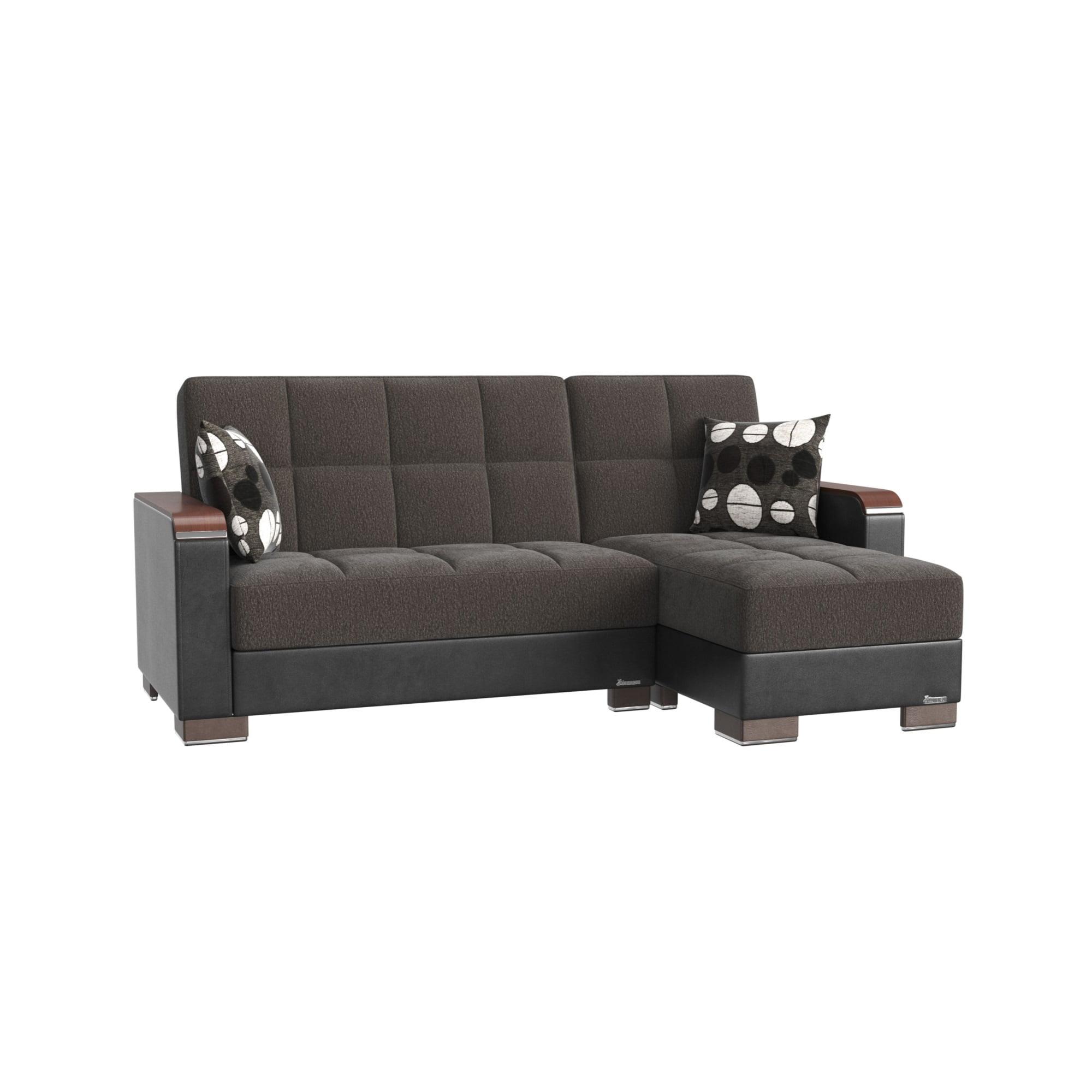 Full Black Chenille Fabric Sectional with Storage