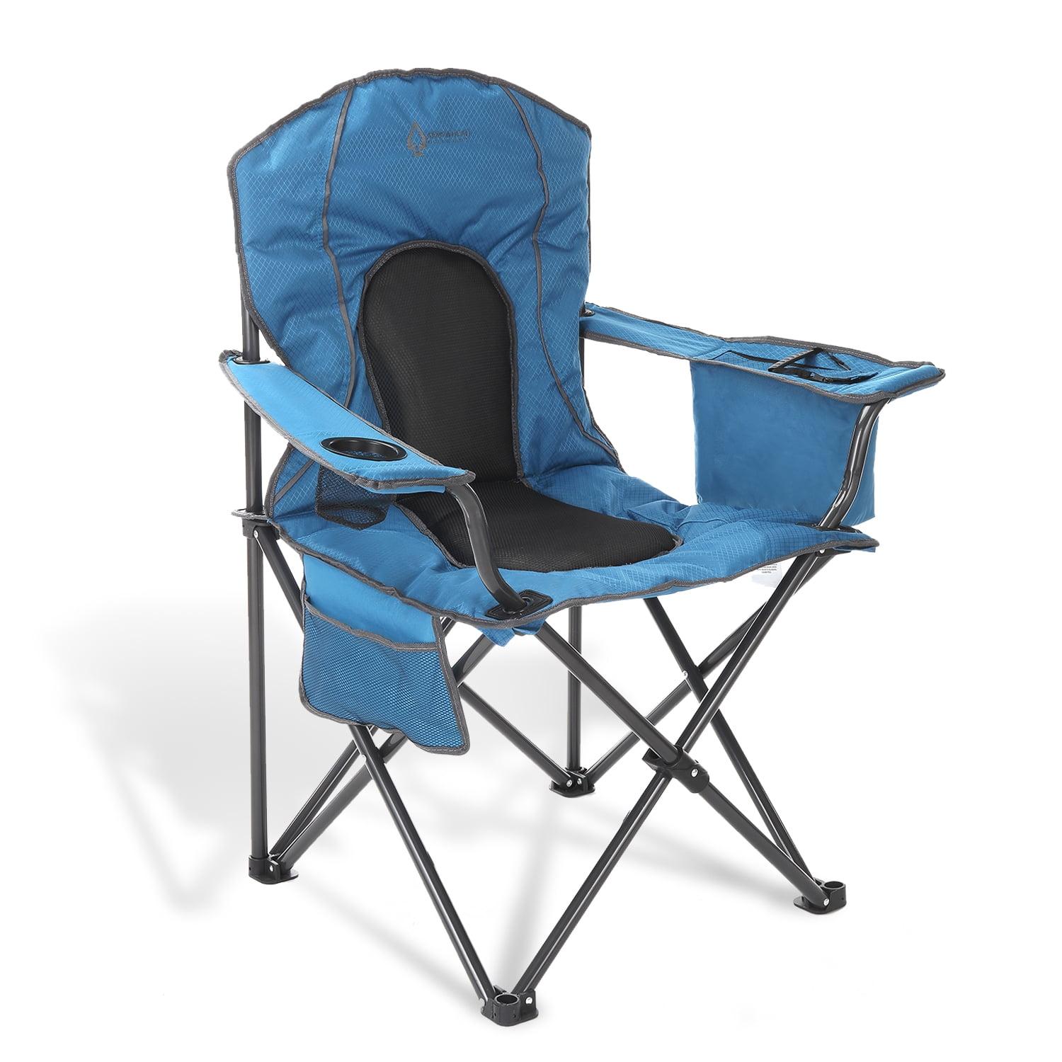 Alloy Steel Portable Folding Camp Chair with Cooler - Blue