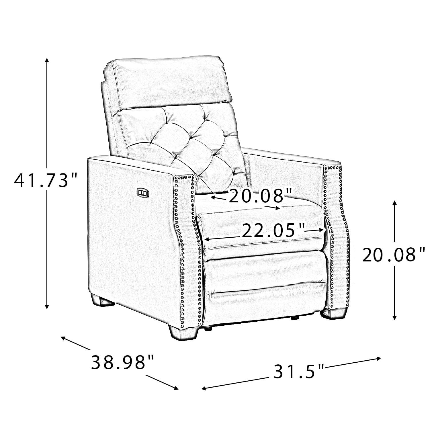 Camel Genuine Leather Power Recliner with USB Port