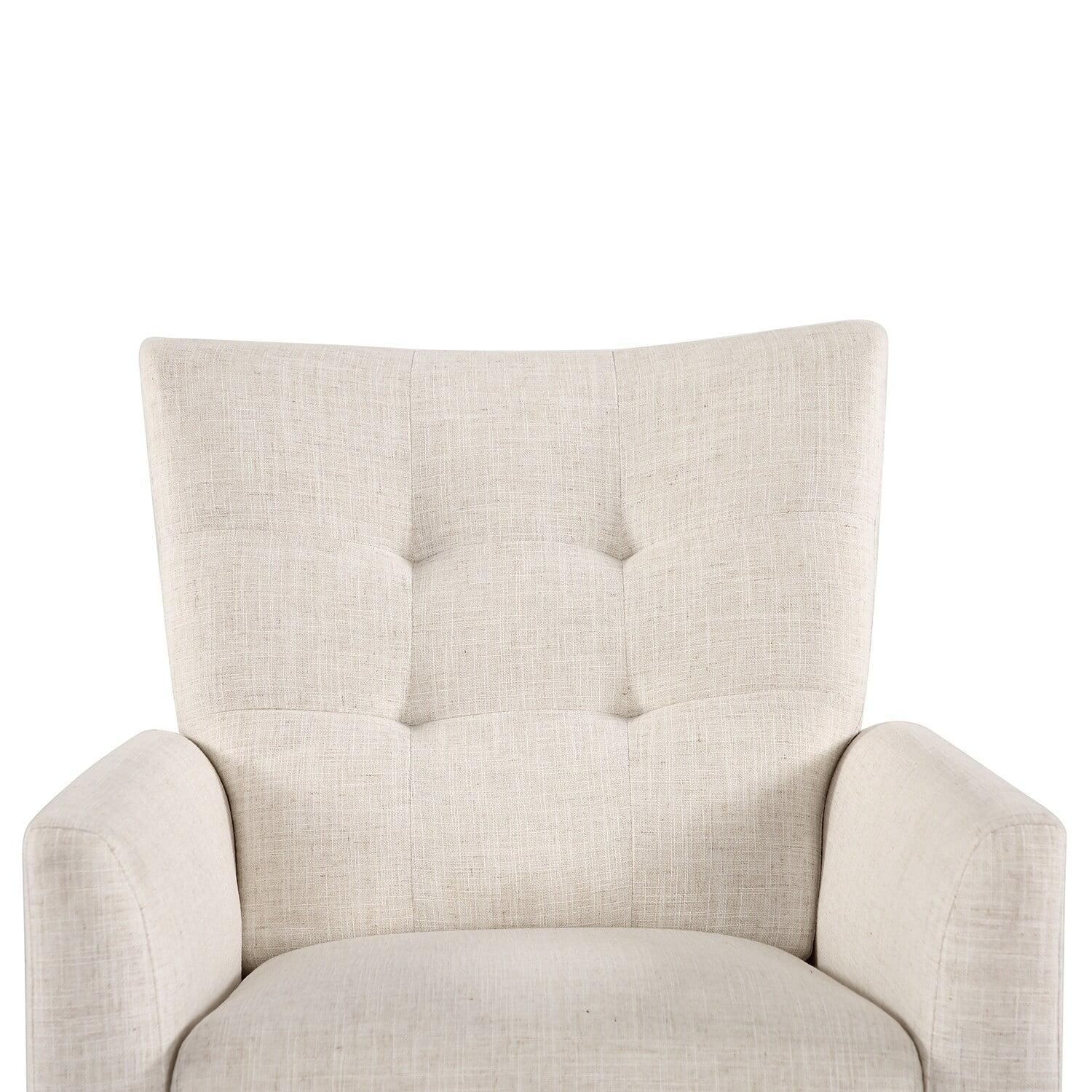 Ivory Tufted Back Recliner with Manufactured Wood Frame