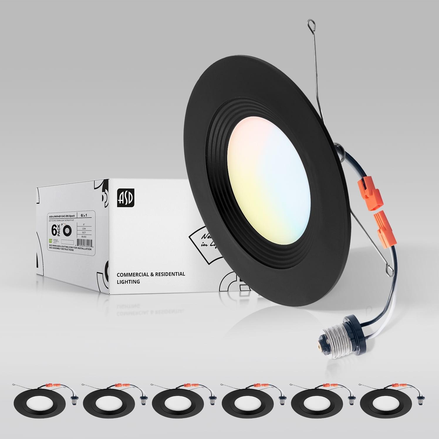 Black 6-Inch LED Recessed Downlight Kit, 6-Pack