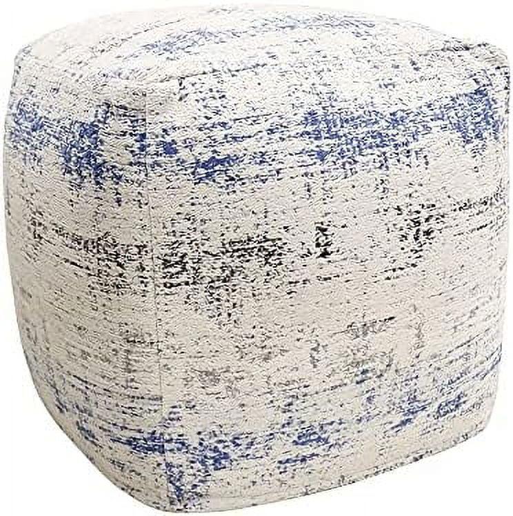 Grandcanyon Ivory and Blue Cotton Square Pouf