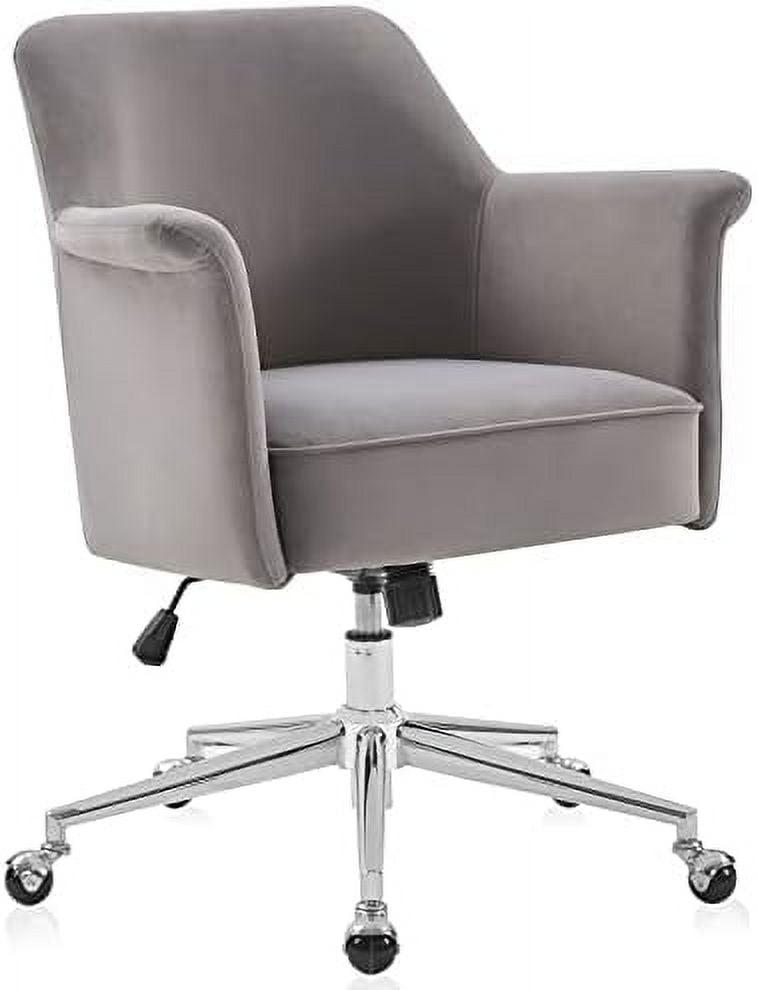Gray Velvet Swivel Task Chair with Chrome Base