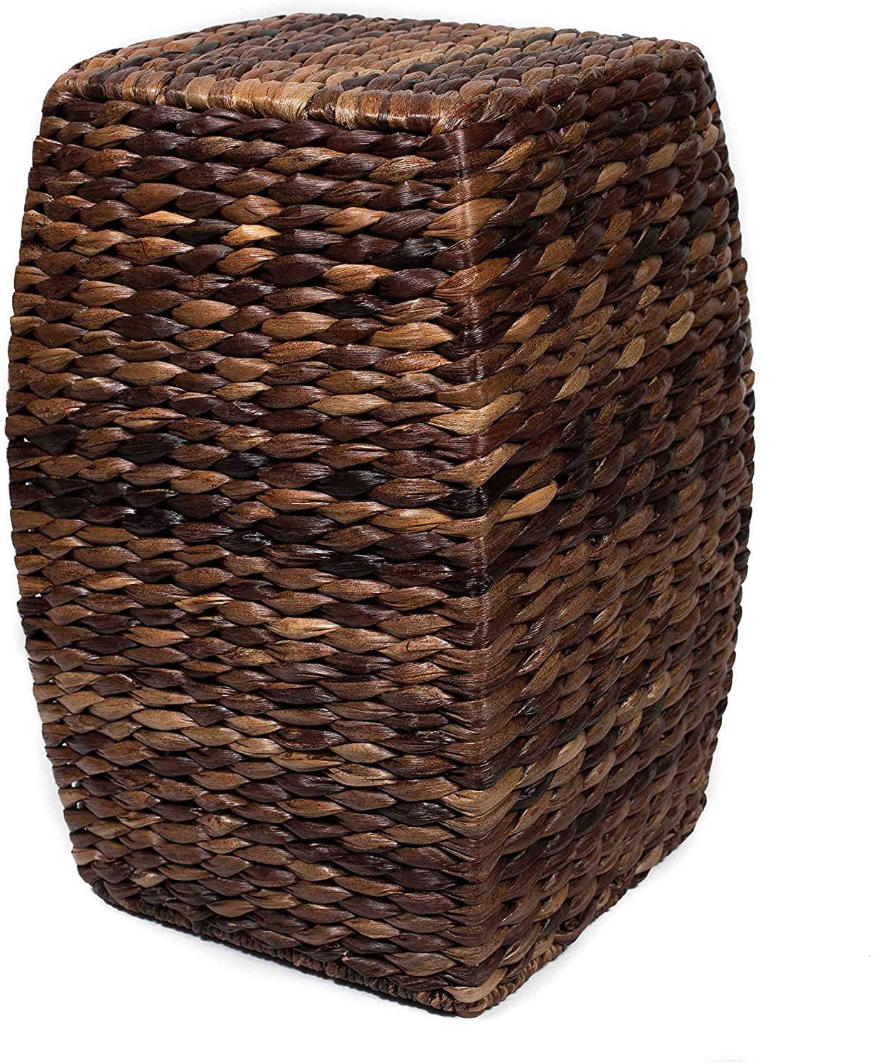 Hand-Woven Seagrass Rectangular Accent Stool