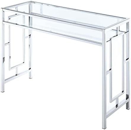 Convenience Concepts Town Square Chrome Desk With Shelf