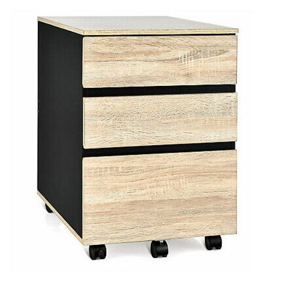Costway 3-Drawer Mobile File Cabinet Vertical Filling Cabinet for Home Office