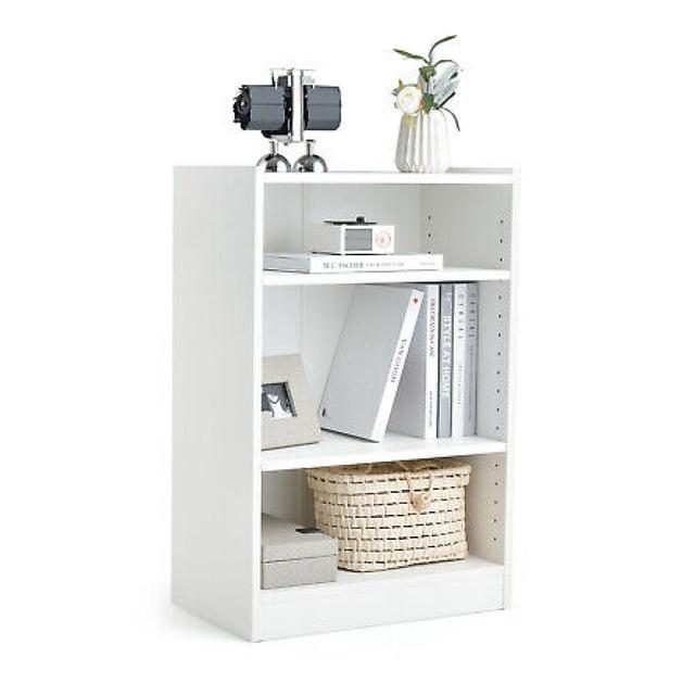 White 3-Tier Adjustable MDF Bookcase with Anti-Toppling Device