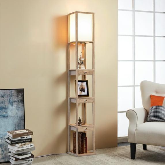 Latitude Run® 72" Column Floor Lamp With Shelves and 3 Drawers