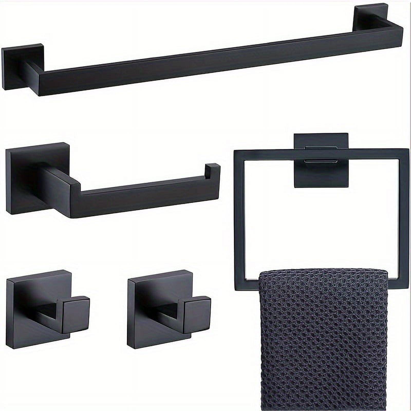 Matte Black 5-Piece Stainless Steel Bathroom Hardware Set