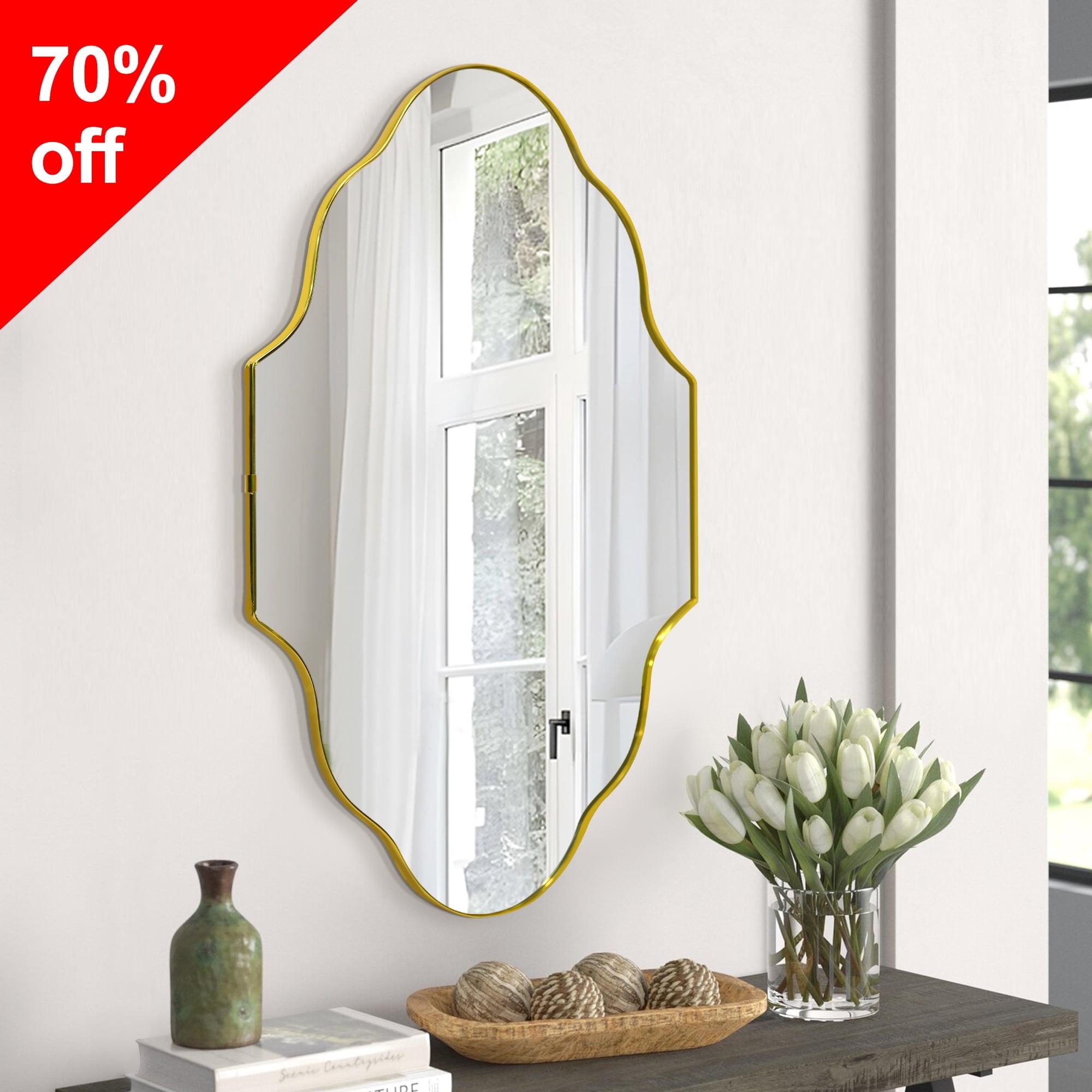 24"x37" Rowla Framed Decorative Wall Mirror Gold - Kate & Laurel: Vintage Moroccan Design, Oval Scallop Edge