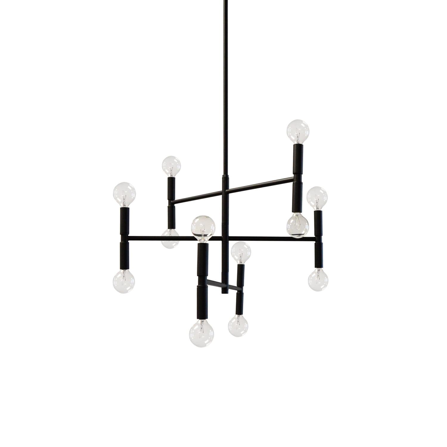 AVA-2012C-MB-Dainolite-Ava - Twelve Light 3-Tier Chandelier-Matte Black Finish