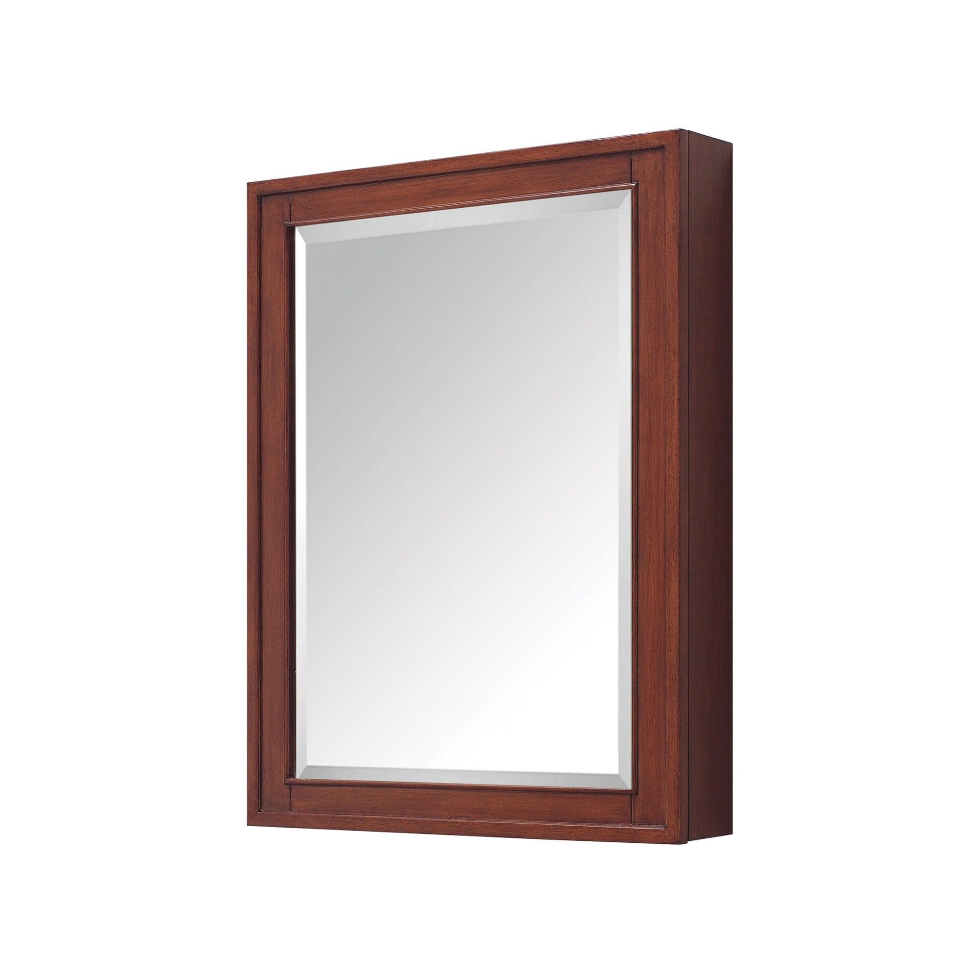 Tobacco Brown 24" x 32" Wooden Framed Mirror Cabinet