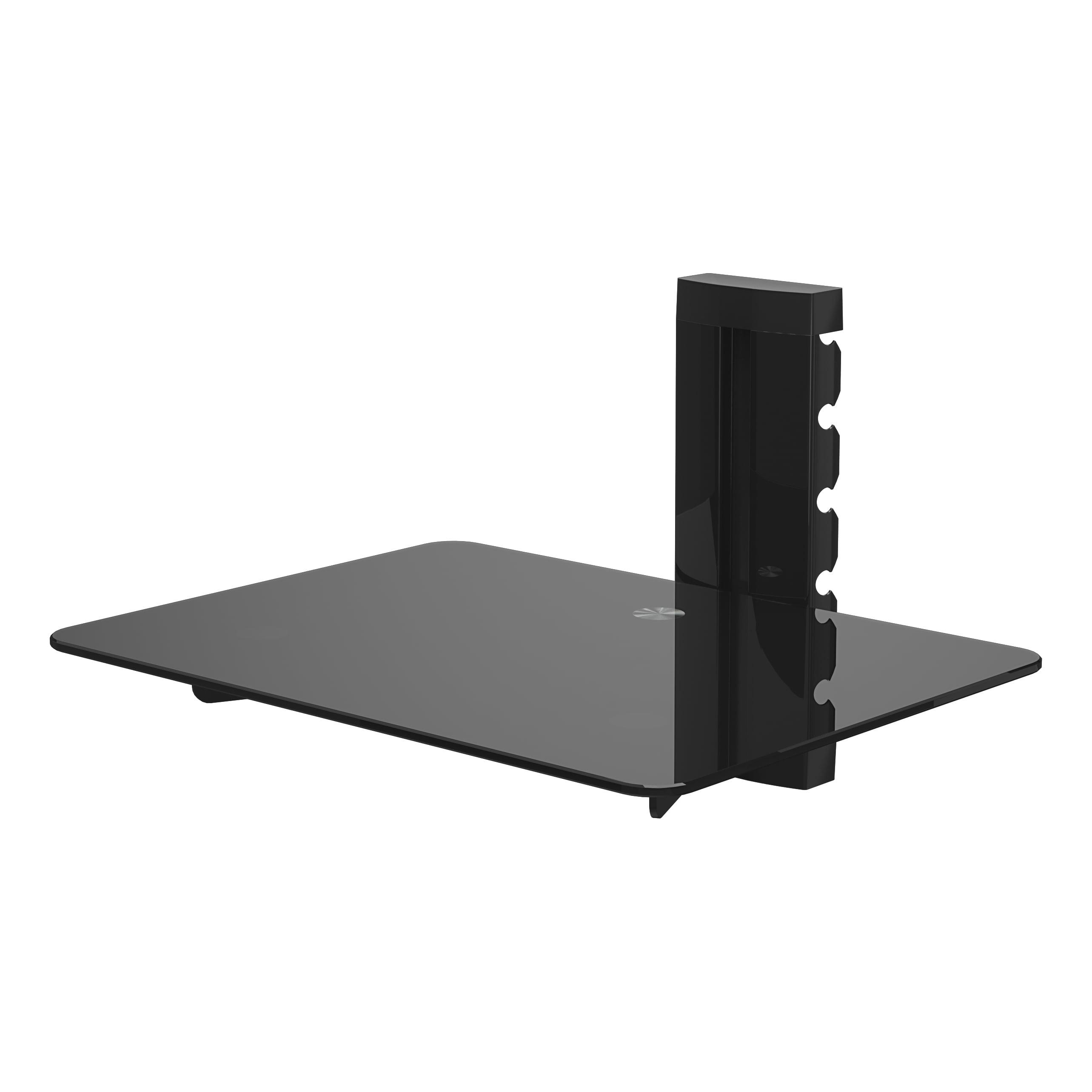 Black Tempered Glass Wall Mounted AV Component Shelf