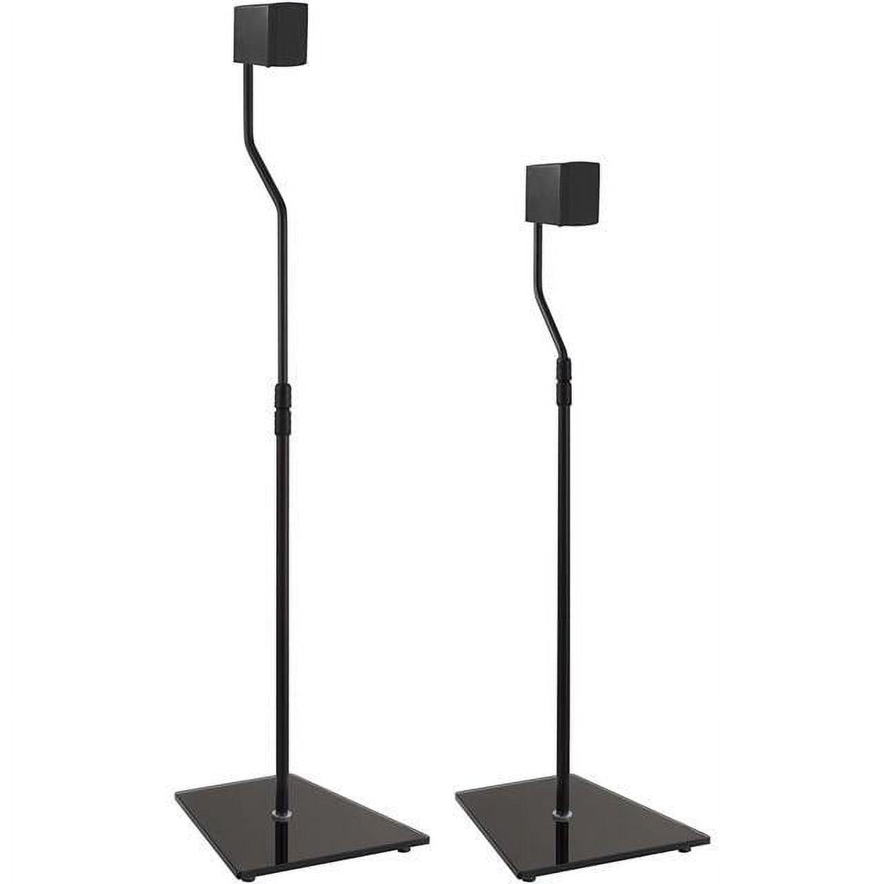 Adjustable Black Glass Speaker Floor Stands, Set of 2