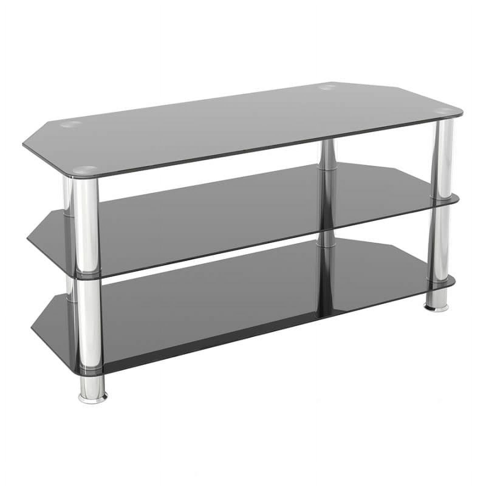 Black Tempered Glass Corner TV Stand with Chrome Legs, Up to 50"