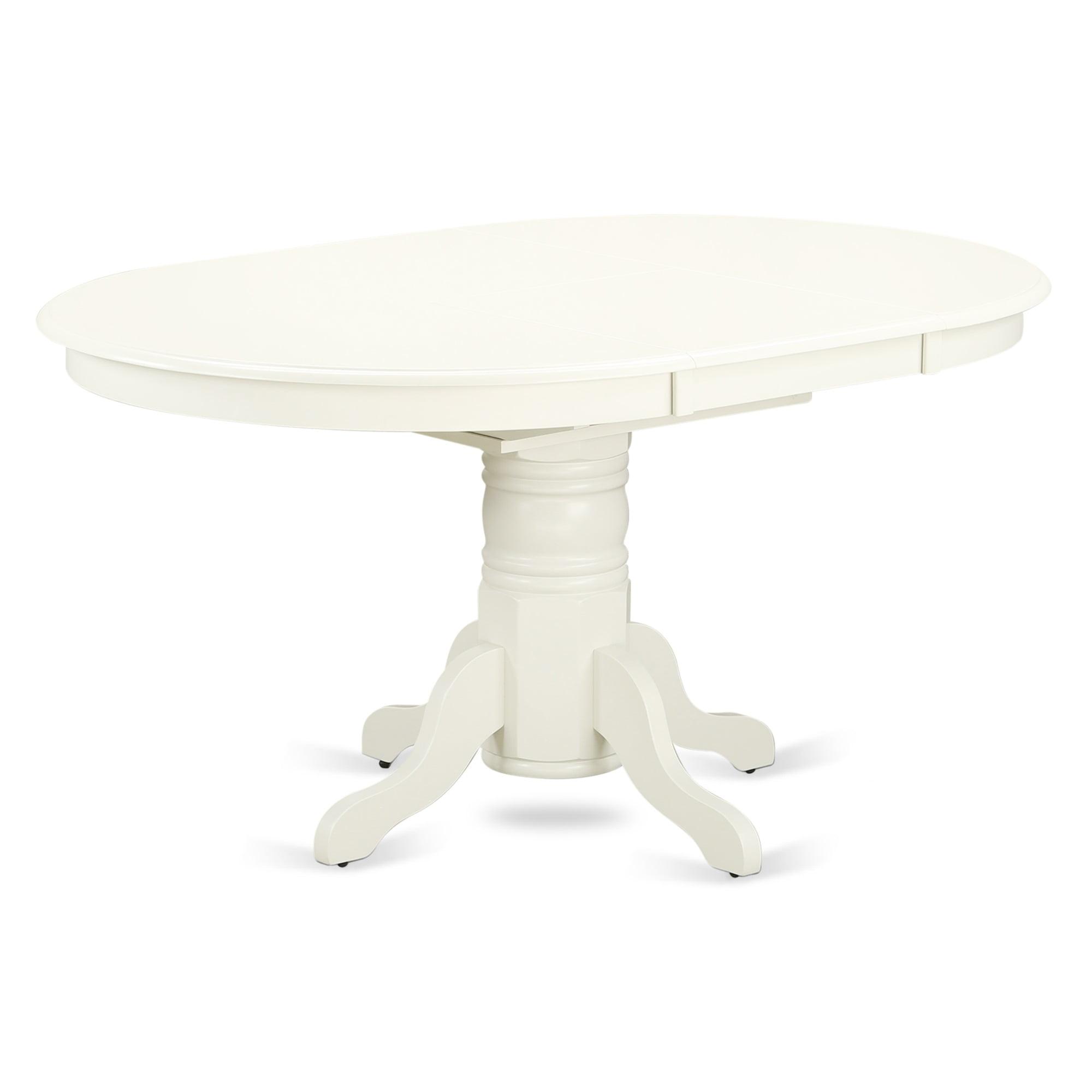 Linen White Oval Pedestal Dining Table Set with 6 Chairs