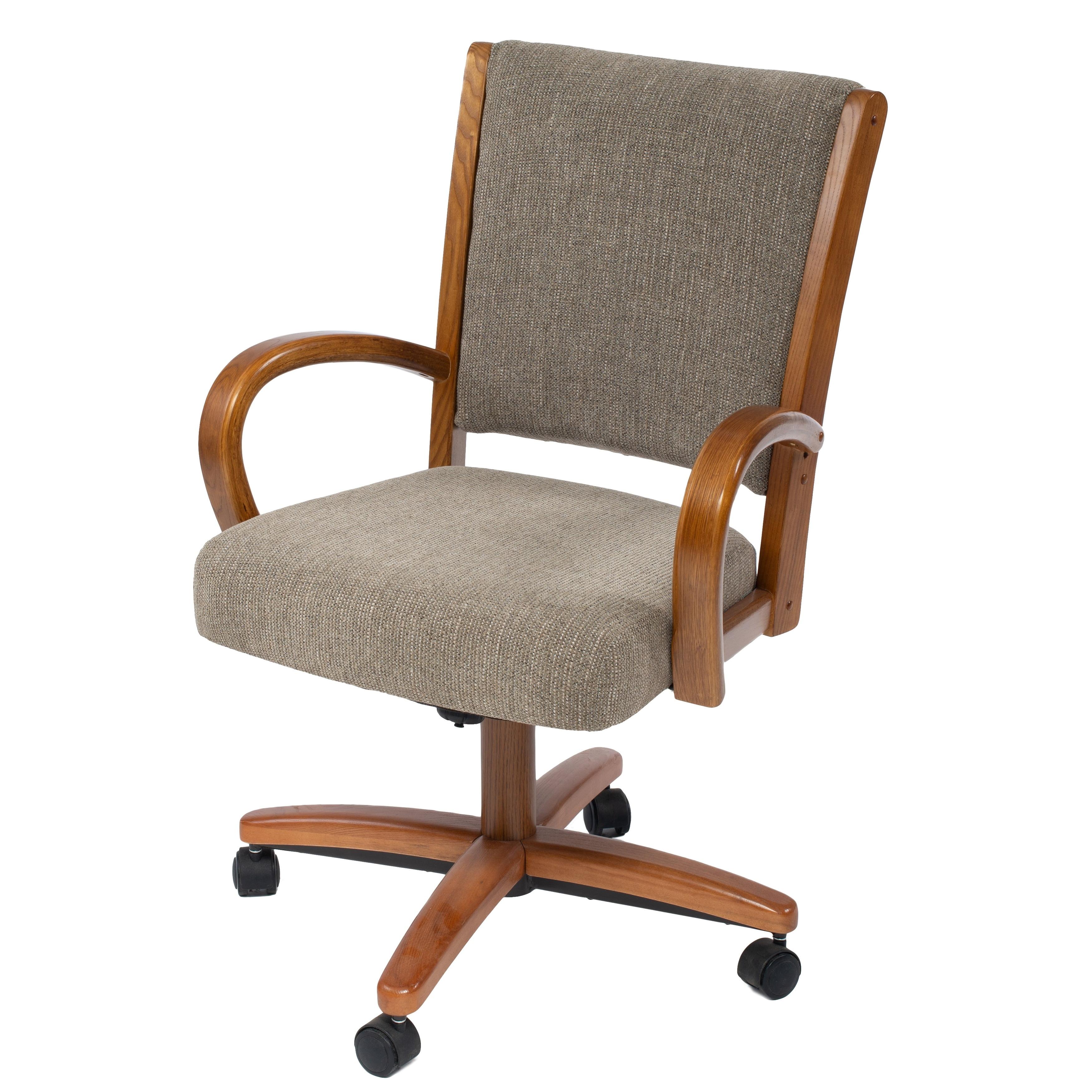 Gray Fabric and Wood Swivel Office Chair with Casters