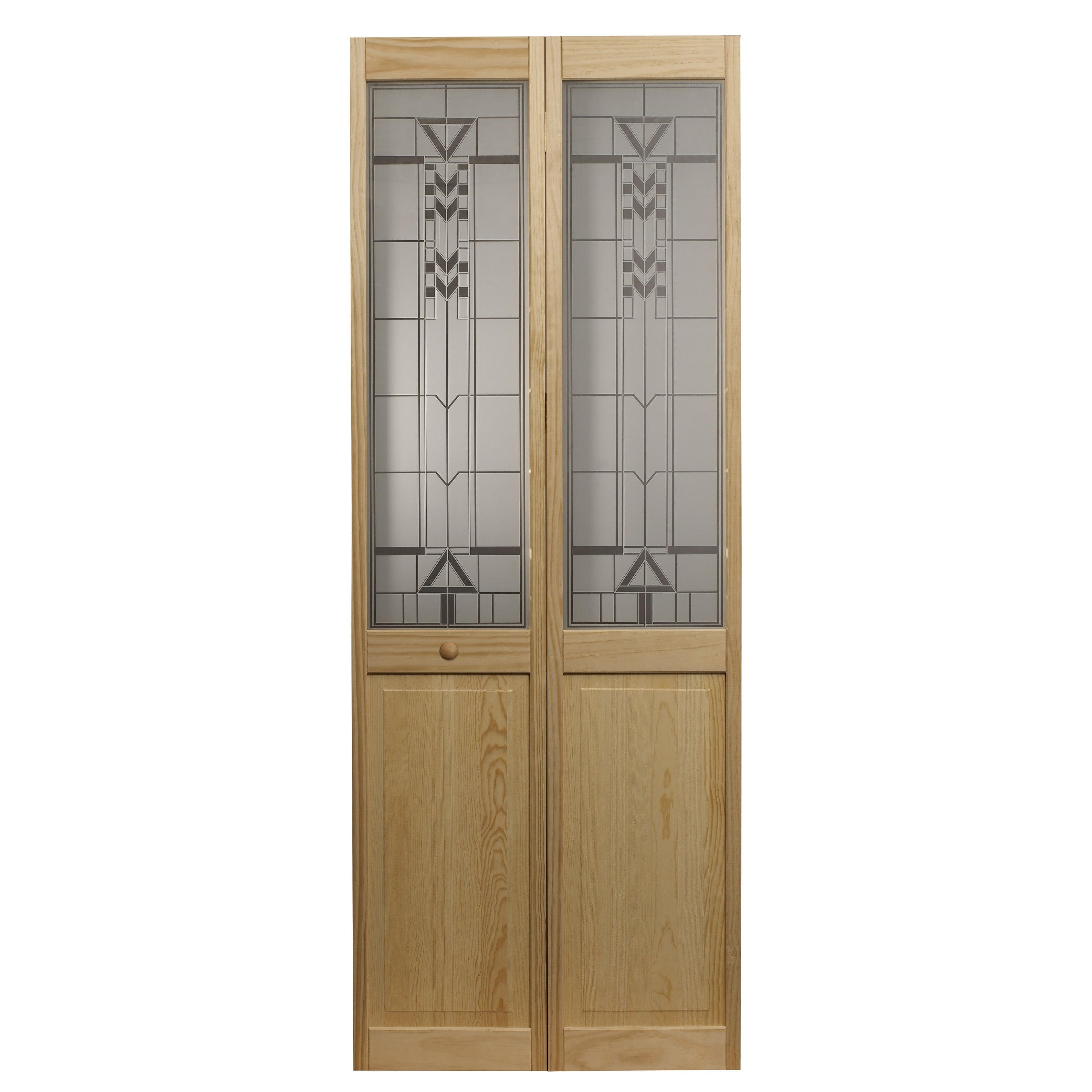 Sedona Unfinished Pine and Glass Bifold Door, 32 x 80.5 Inches